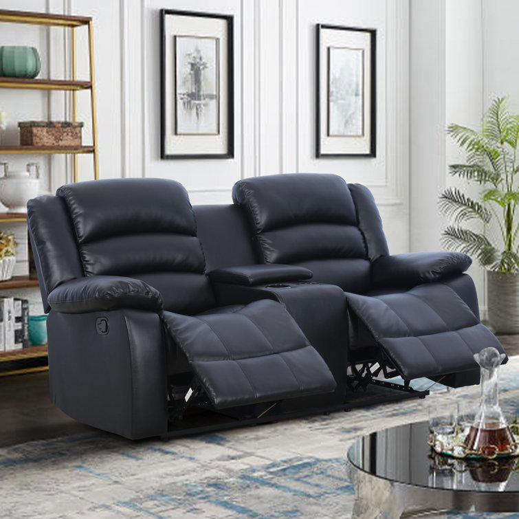 Modern leather reclining loveseat discount